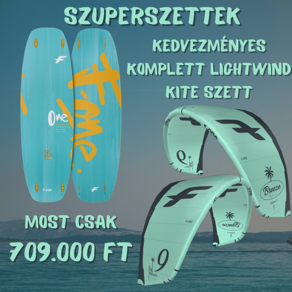 komplett lightwind kite szett, BREEZE V4 15m2 x ONE twintip